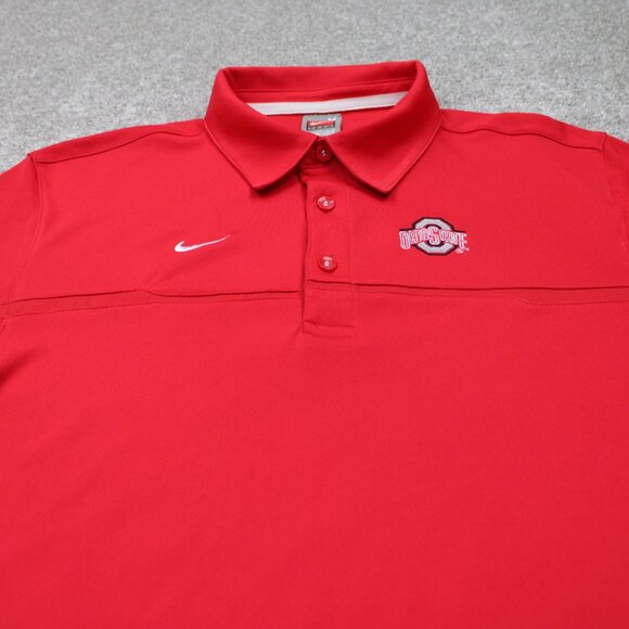 Nike Ohio State Buckeyes Polo Shirt Men Medium Red FitDry Polyester S/S Pullover - Picture 4 of 15